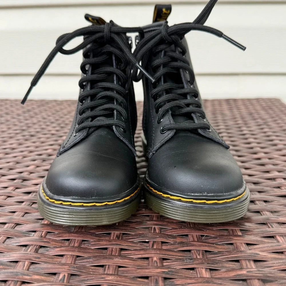 Dr. Martens 1460 J Junior Black Lace Up Side Zip Combat Boots Size 11 US Kids